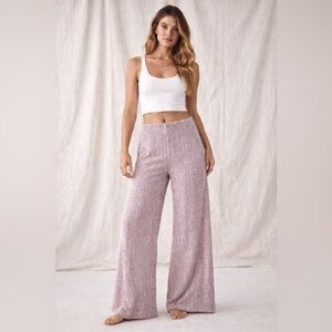 Free People NWT Star Sign Velvet Wide Leg Pull On Pants Lavender L